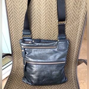 Margot Black Leather Triple Zip Crossbody Bag